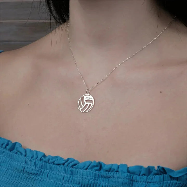 Personalized Name Volleyball Pendant Necklace