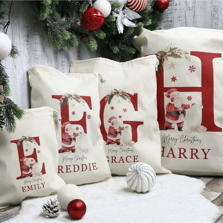 Personalized Name & lnitial Christmas Gift Sack