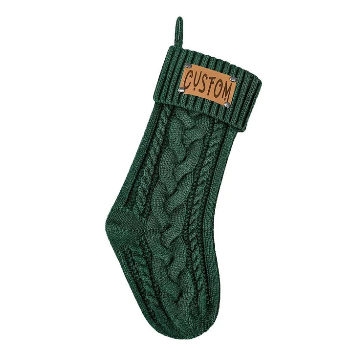 Christmas Knitted Personalized Leather Patch Stockings