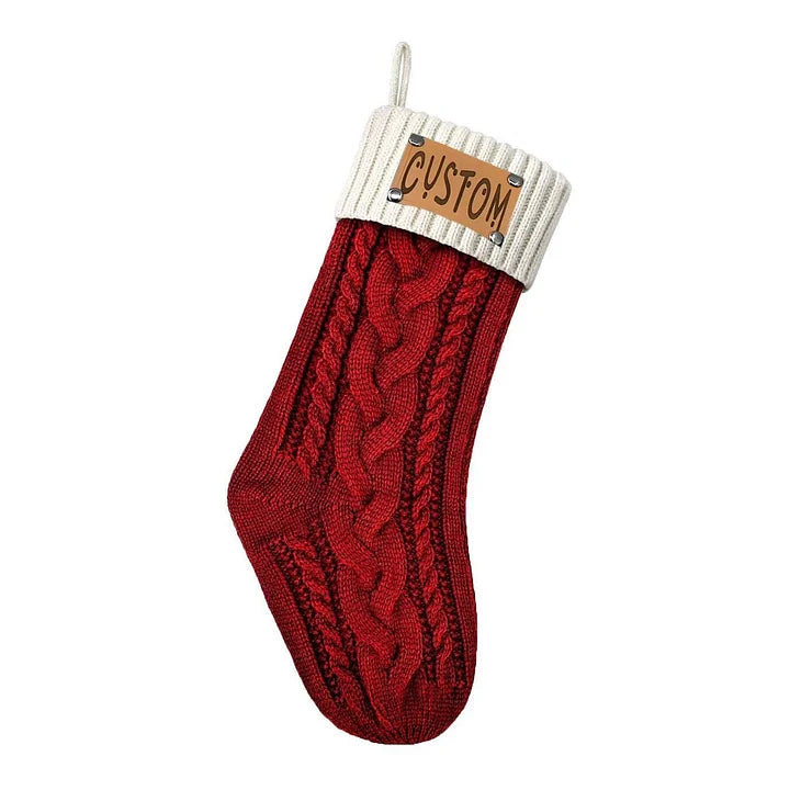 Christmas Knitted Personalized Leather Patch Stockings