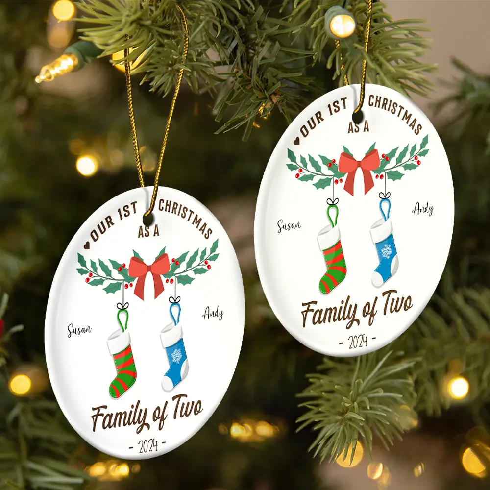 Christmas Personalized Circle Ceramic Ornament