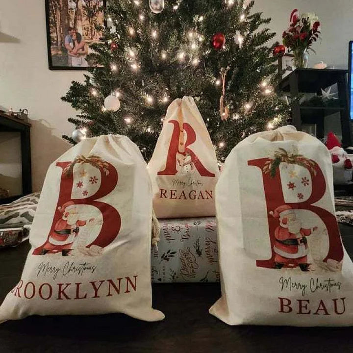 Personalized Name & lnitial Christmas Gift Sack