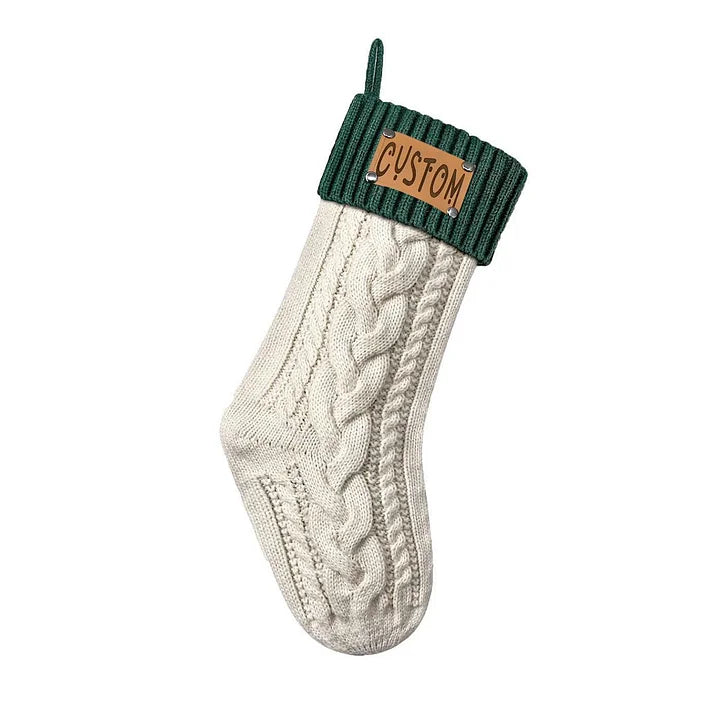 Christmas Knitted Personalized Leather Patch Stockings