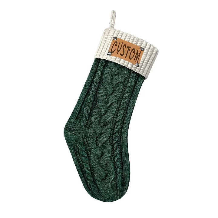 Christmas Knitted Personalized Leather Patch Stockings