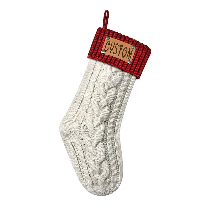 Christmas Knitted Personalized Leather Patch Stockings